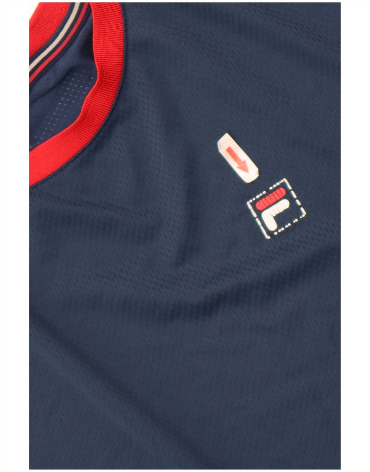 T-shirt Fila da uomo Top 2XL Poliestere color block blu navy