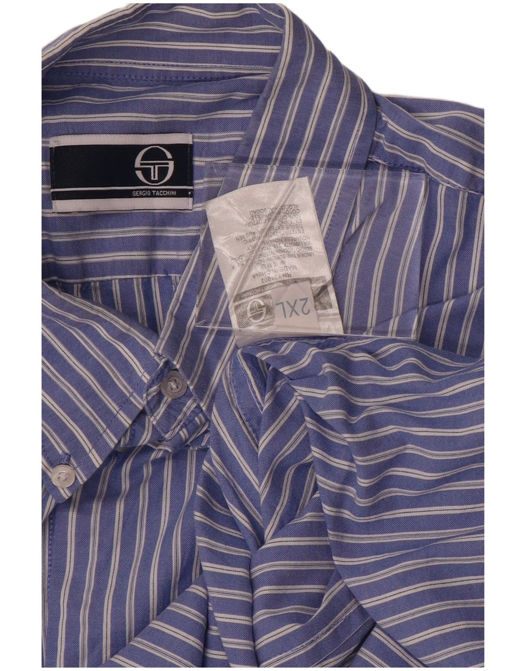 SERGIO TACCHINI Camicia Uomo 2XL Cotone Rigato Blu