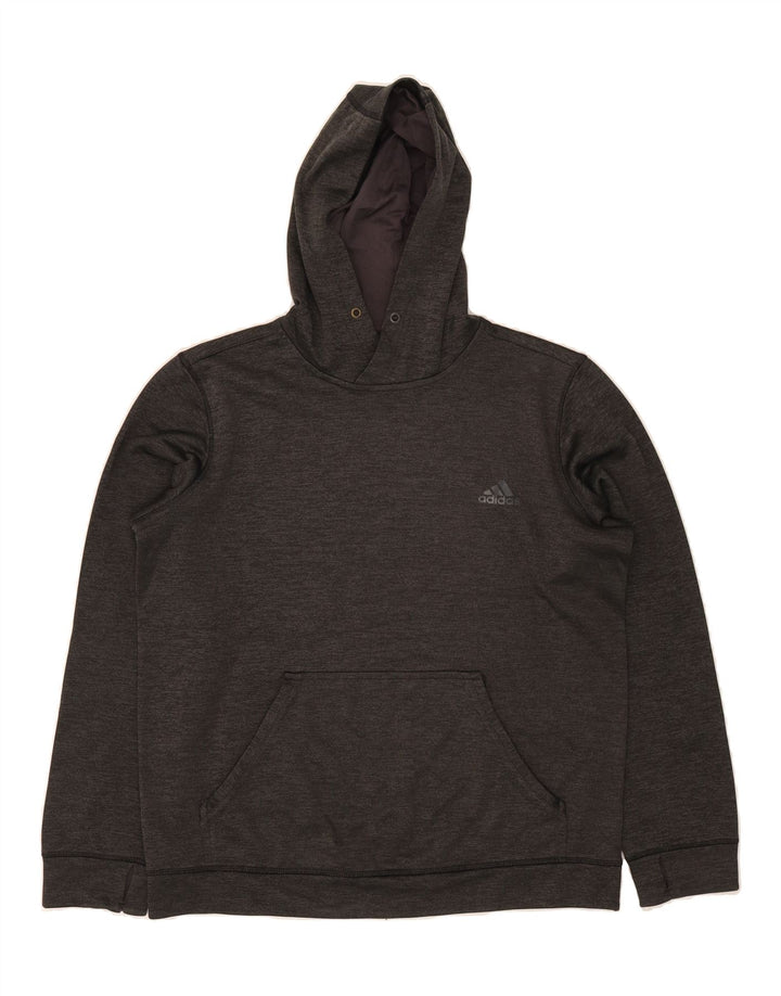 ADIDAS Womens Climawarm Hoodie Jumper UK 12/14 Medium Grey Polyester Vintage Adidas and Second-Hand Adidas from Messina Hembry 