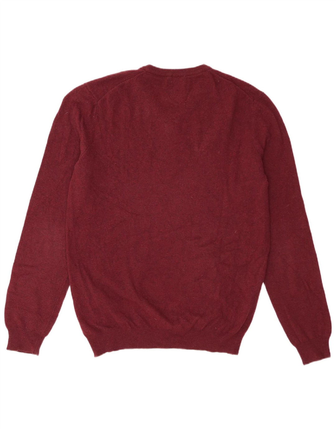 Maglione da uomo con scollo a V Benetton in lana vergine bordeaux medio