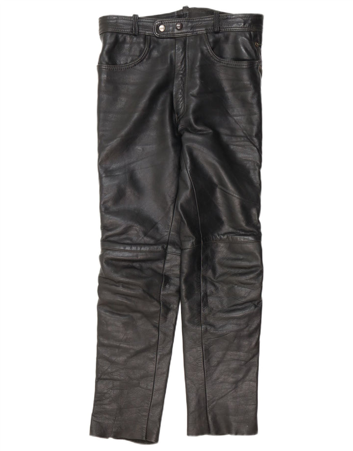 Pantaloni dritti in pelle da uomo VINTAGE W30 L30 neri