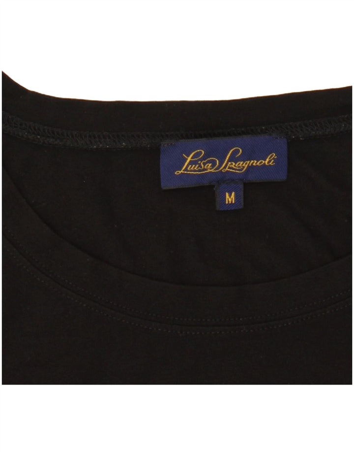 T-shirt grafica da donna Luisa Spagnoli Top UK 14 Medium Nero