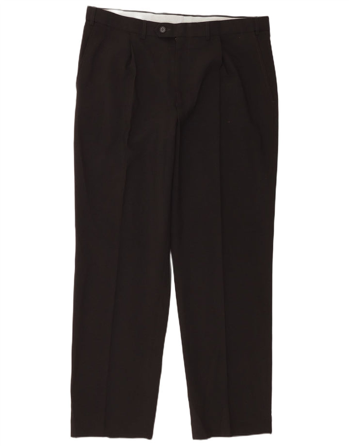 Pantaloni da abito con pegging da uomo Marks & Spencer W36 L31 poliestere nero