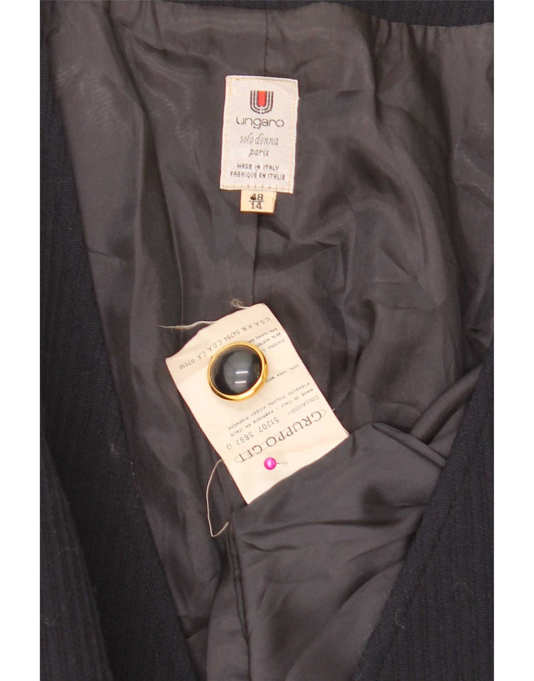 Giacca Blazer Doppiopetto Donna Ungaro IT 48 XL Blu Navy Lana