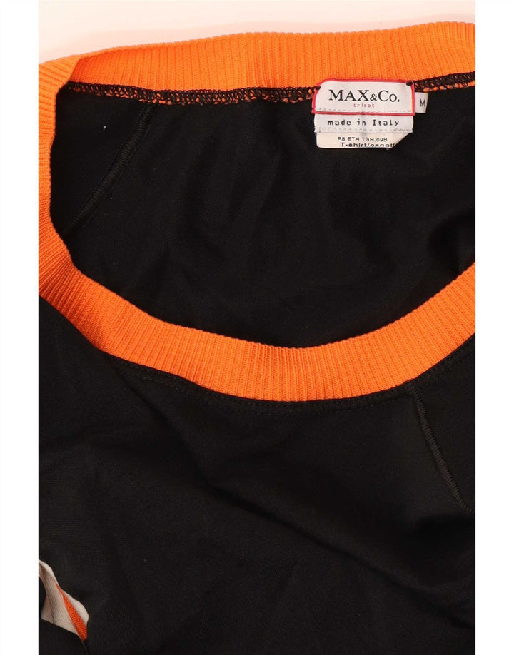 Max & Co. Top da donna con spalle scoperte UK 12 Medium Black Colourblock