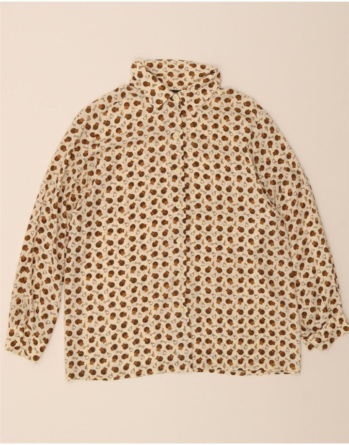 LUISA SPAGNOLI Womens Abstract Pattern Shirt IT 48 XL Beige Vintage Luisa Spagnoli and Second-Hand Luisa Spagnoli from Messina Hembry 