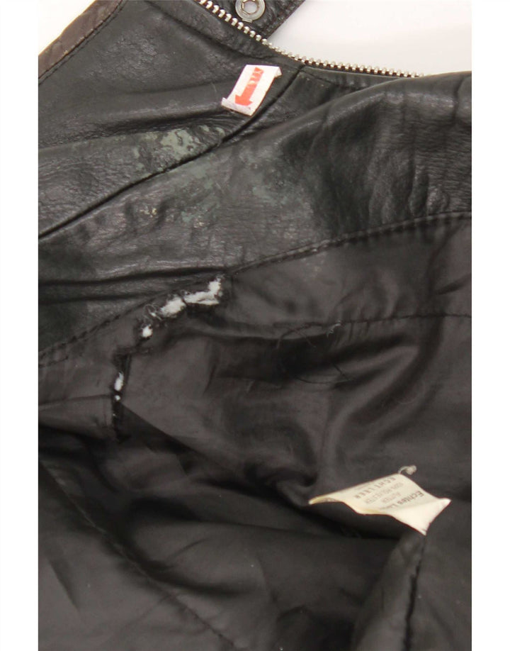 Giacca in pelle vintage da donna UK 14 media nera