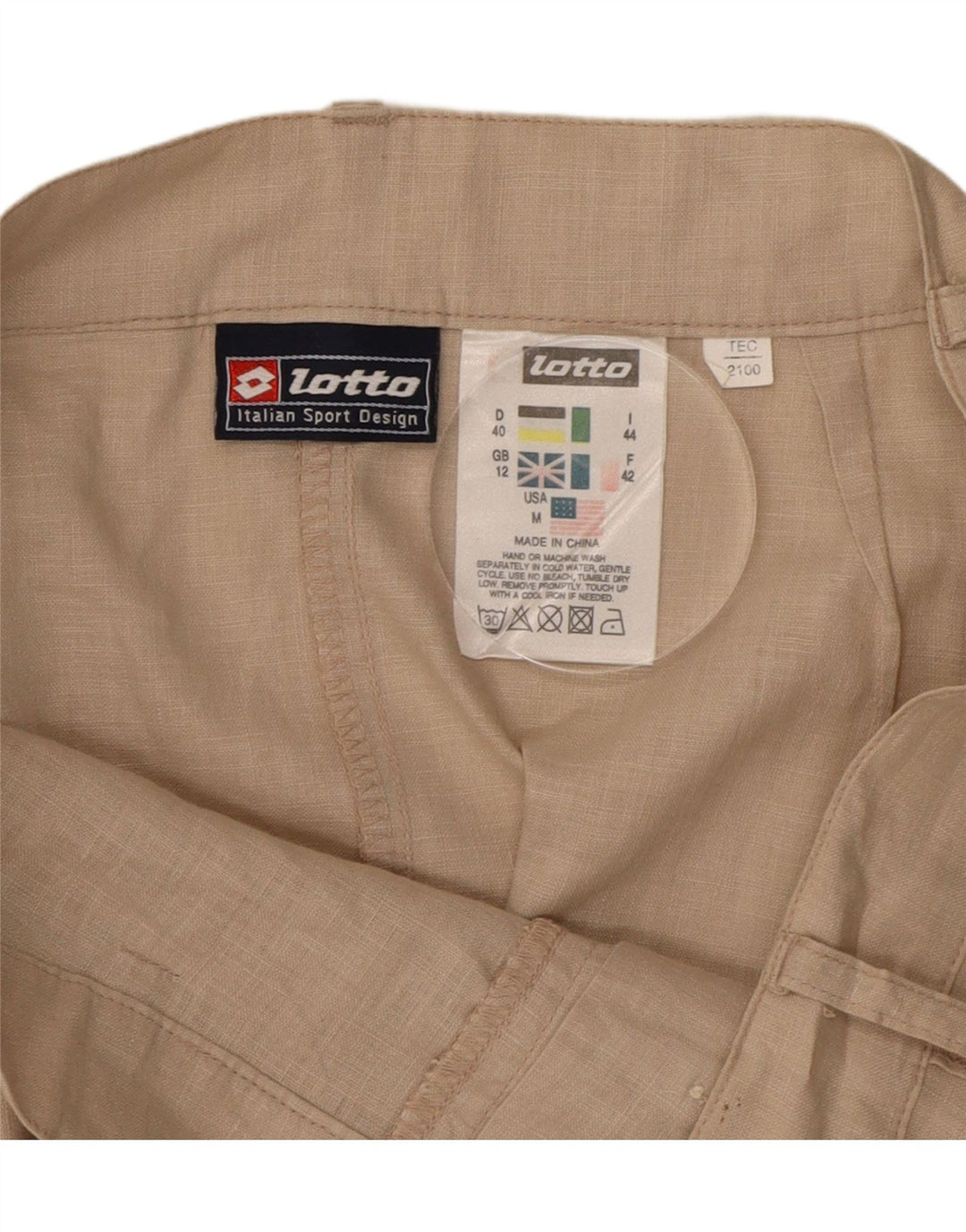LOTTO Womens Maxi Cargo Skirt UK 12 Medium W28  Beige Linen Vintage Lotto and Second-Hand Lotto from Messina Hembry 