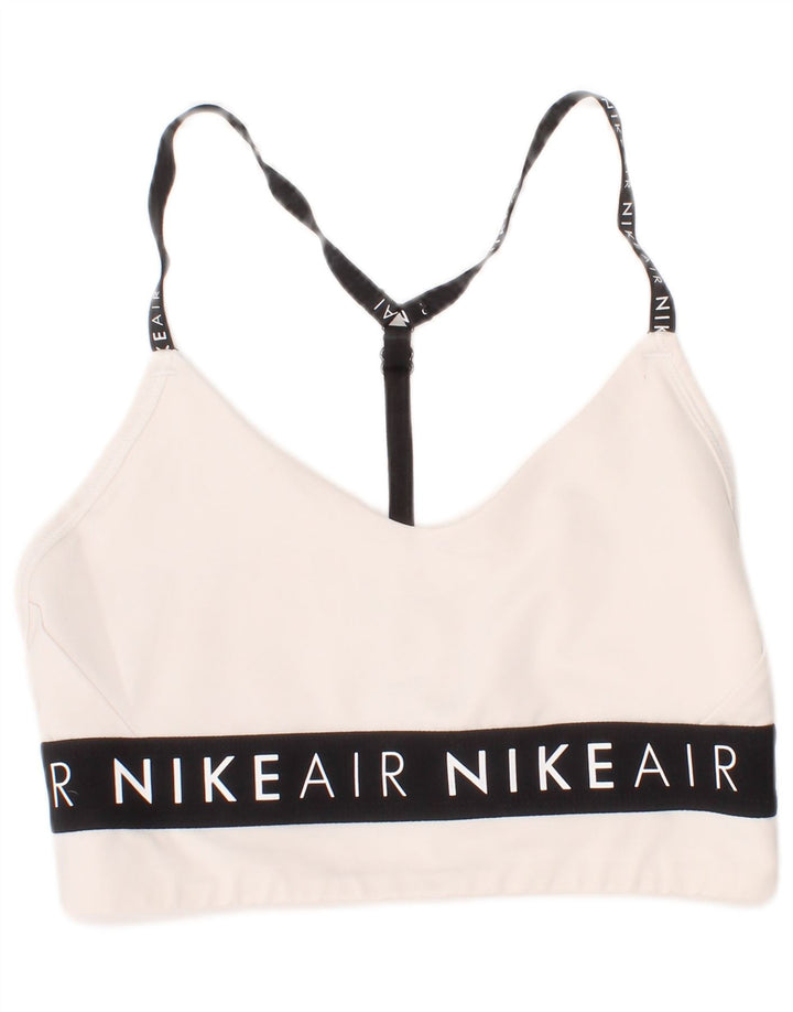 Reggiseno sportivo Nike da donna con grafica, top piccolo, in poliestere bianco sporco