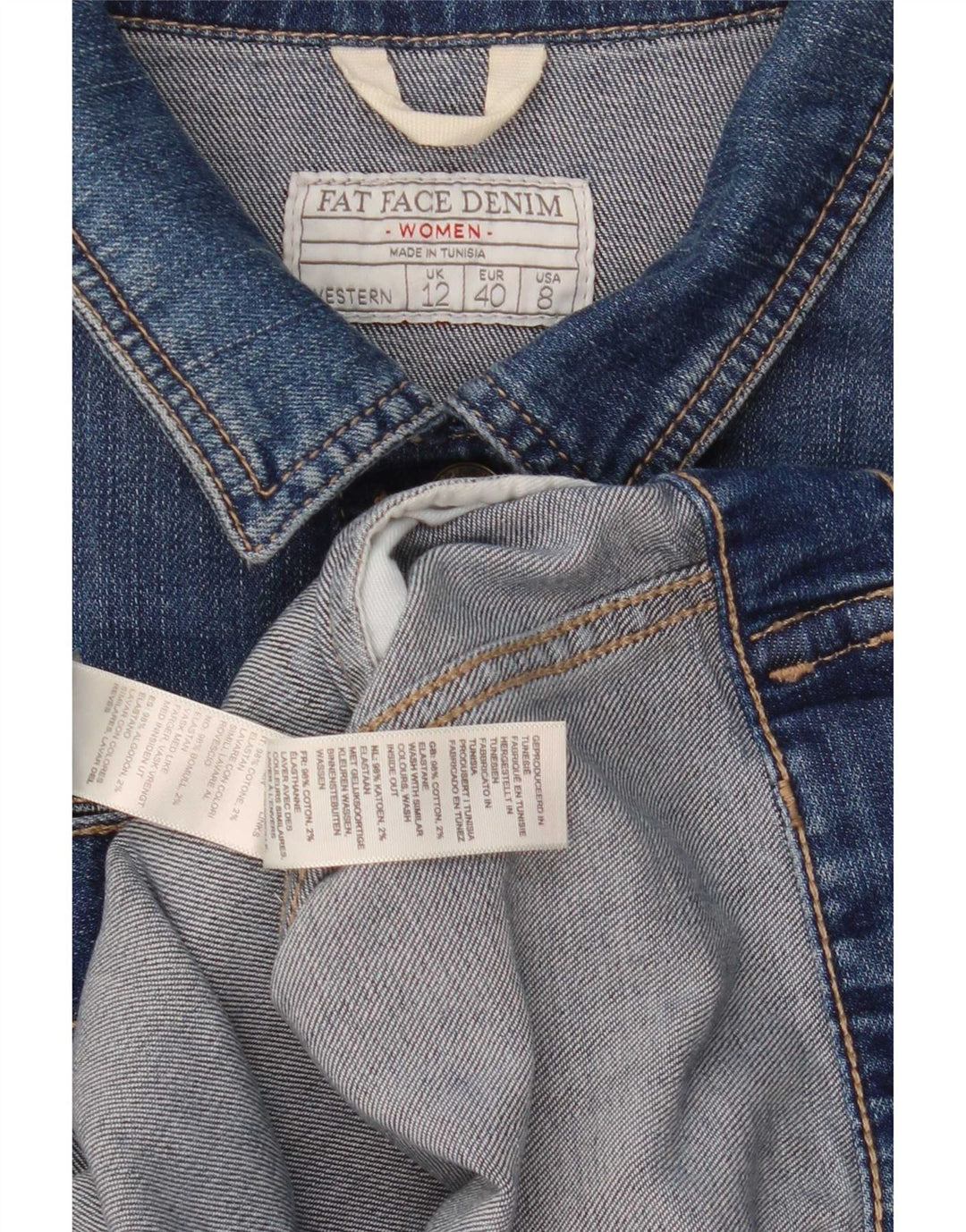 Giacca di jeans da donna Fat Face UK 12 Cotone blu medio