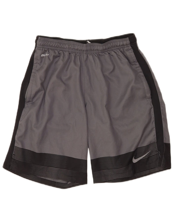 Pantaloncini sportivi Nike Dri Fit da uomo in poliestere color block grigio medio