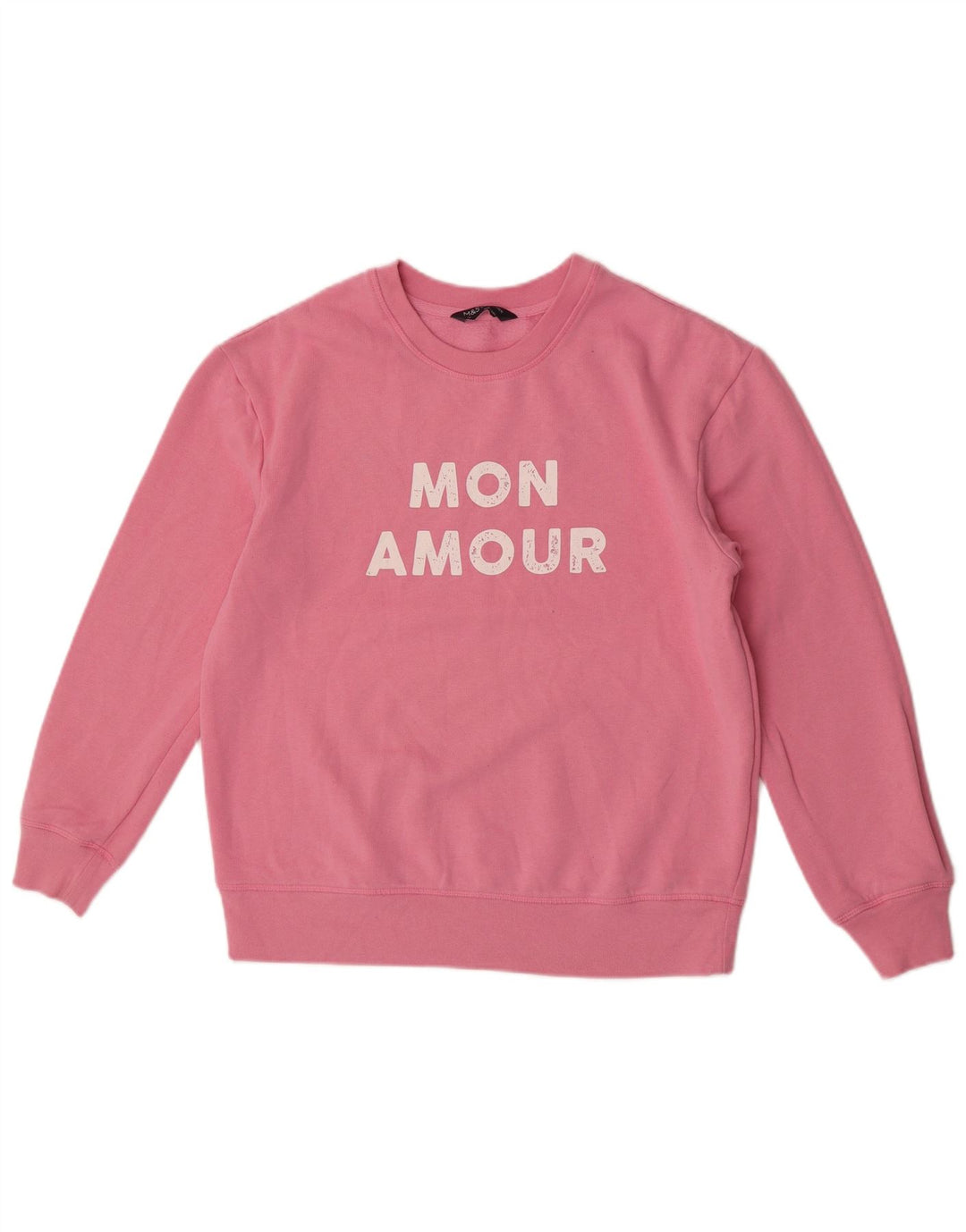 Felpa grafica da donna Marks & Spencer UK 12 cotone rosa medio