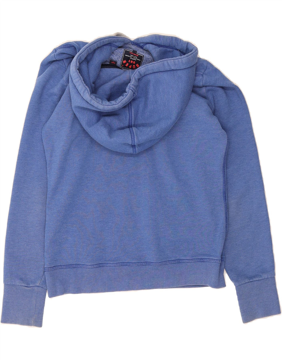 SUPERDRY Womens Graphic Hoodie Jumper UK 14 Medium Blue Polyester Vintage Superdry and Second-Hand Superdry from Messina Hembry 
