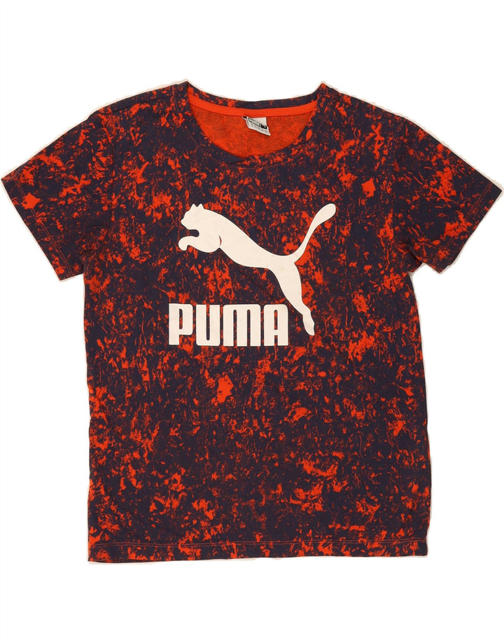 PUMA Womens Graphic T-Shirt Top UK 10 Small Navy Blue Tie Dye Polyester Vintage Puma and Second-Hand Puma from Messina Hembry 