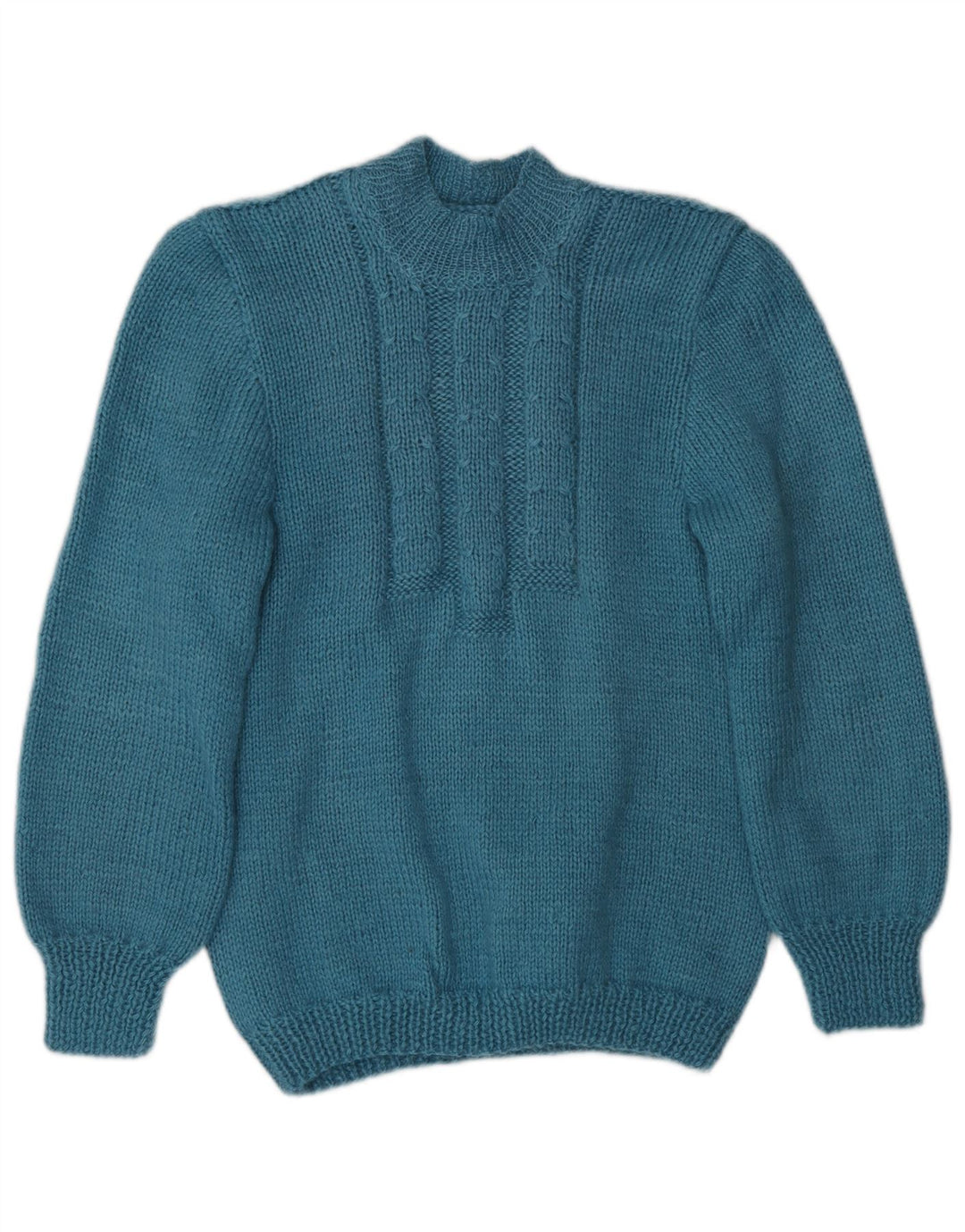 Maglione vintage da donna con collo alto e maglione UK 8 piccolo turchese classico
