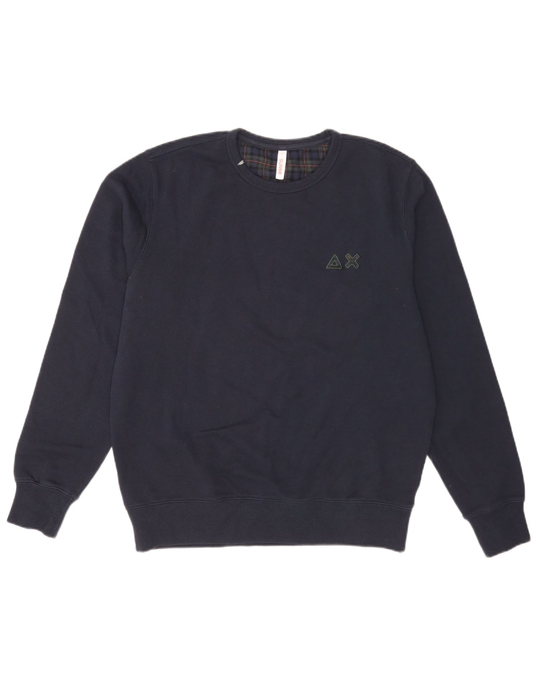 Felpa da uomo Sun68 Maglione grande in cotone a quadri blu navy