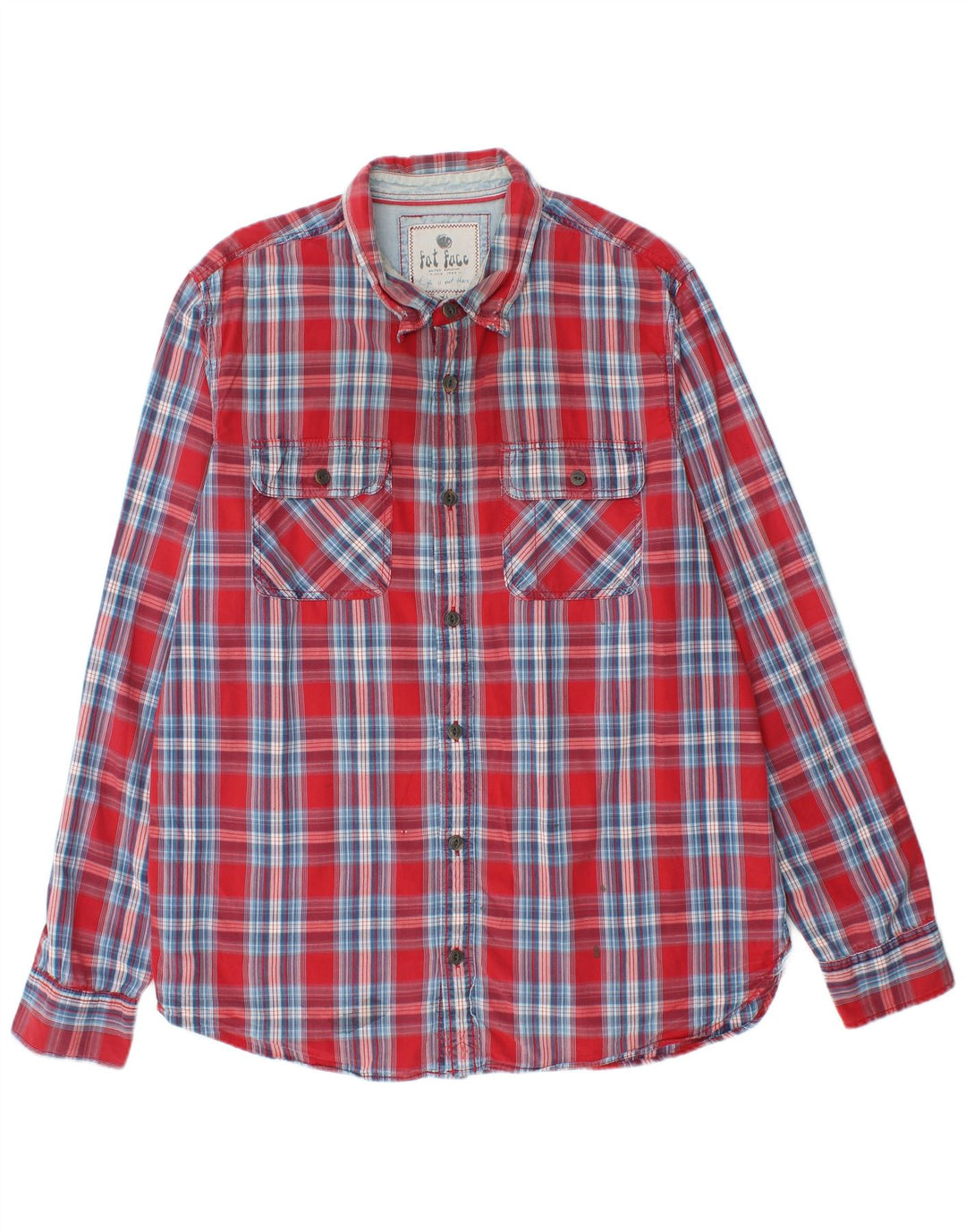FAT FACE Camicia da uomo XL in cotone a quadri rossi
