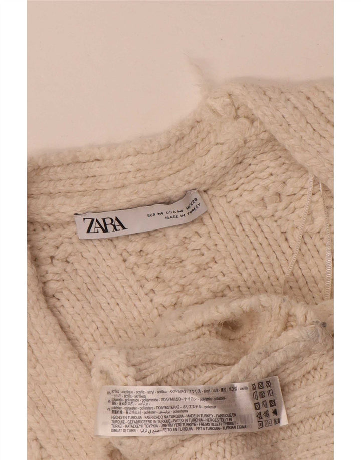 Maglione oversize da donna Zara UK 14 Acrilico bianco sporco medio