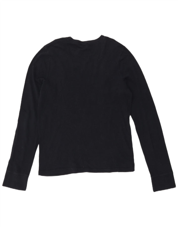 Top Hollister da uomo con grafica a maniche lunghe, grande, cotone nero