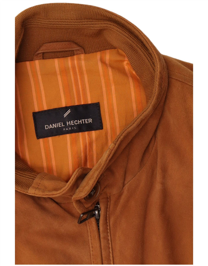 Giubbotto bomber in pelle scamosciata da uomo Daniel Hechter UK 40 grande in pelle marrone