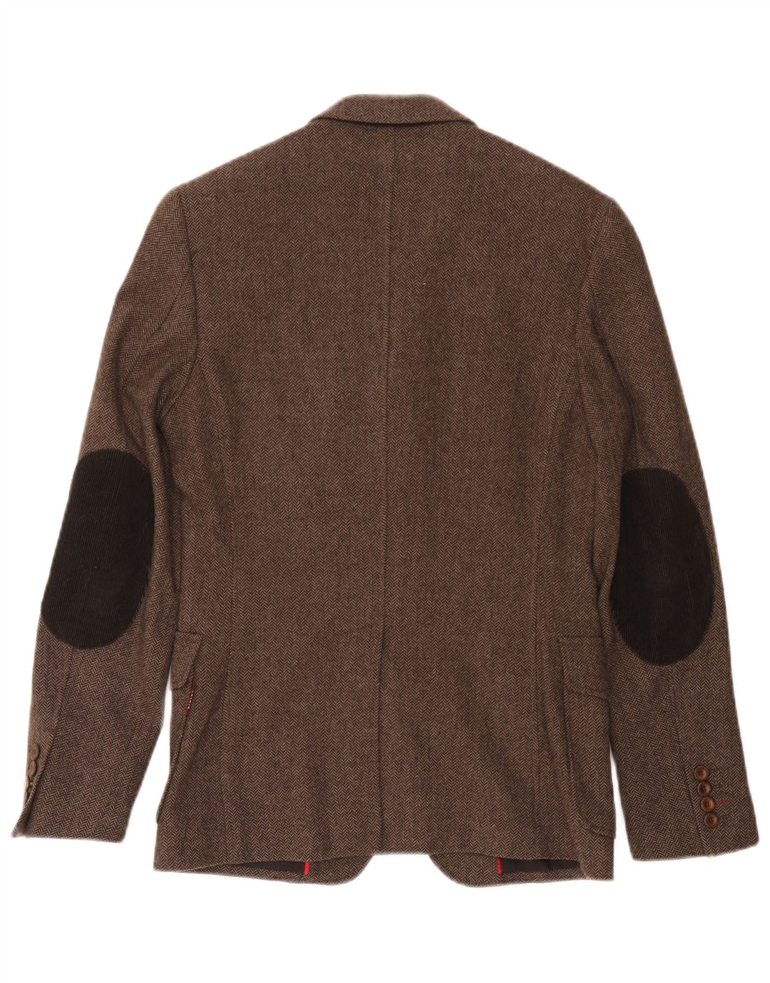 Giacca blazer da uomo a 3 bottoni Sisley IT 44 XS lana a spina di pesce marrone