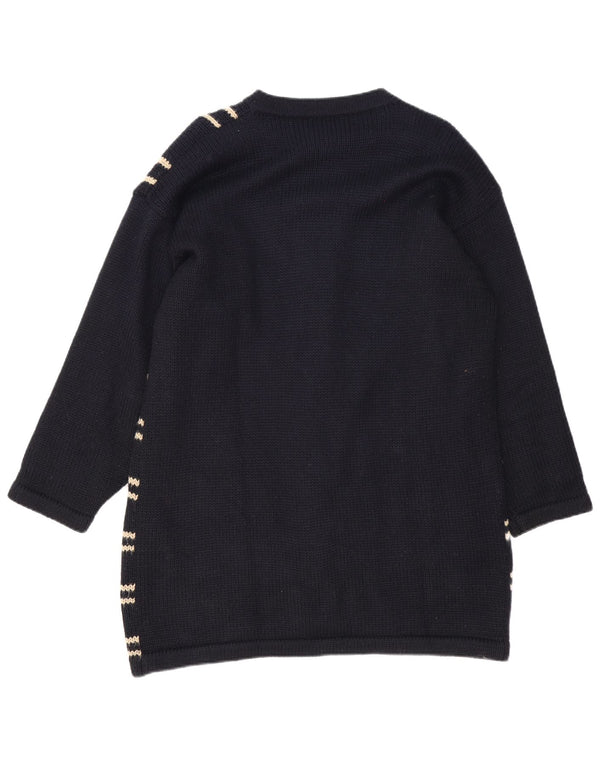 Maglione cardigan oversize lungo da donna Bellina UK 10 piccolo floreale nero