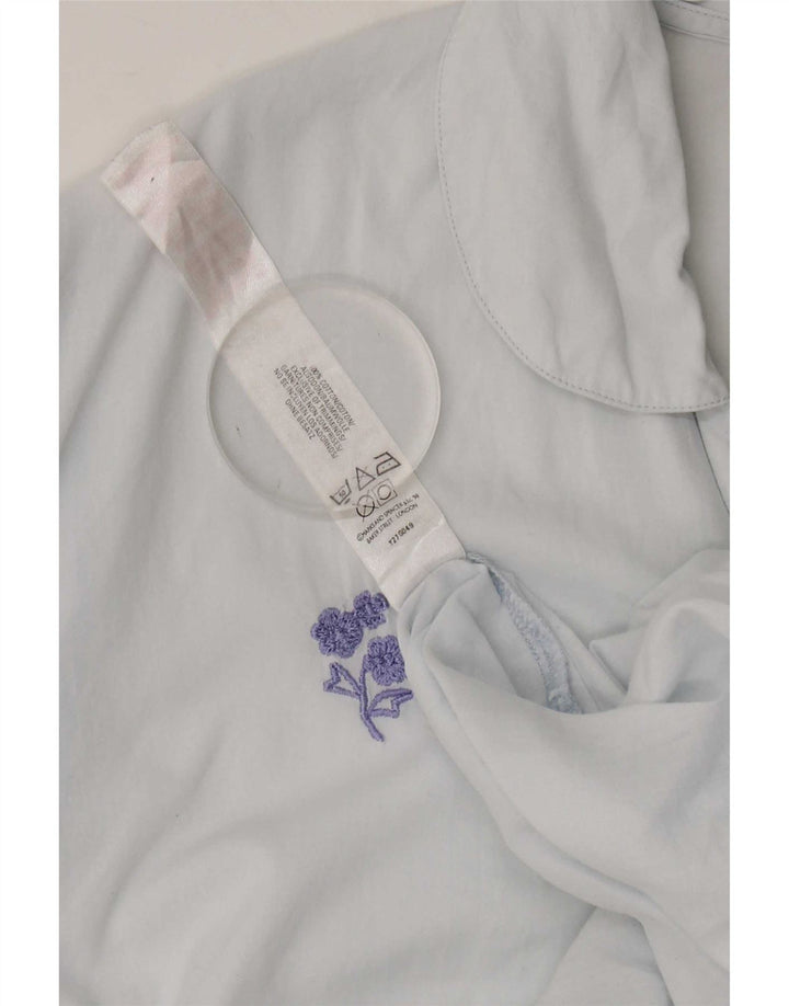 Camicia a maniche corte da donna Marks & Spencer UK 12 Cotone floreale blu medio