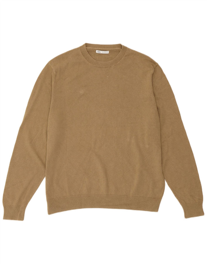 Maglione maglione girocollo da uomo Zara XL in lino beige