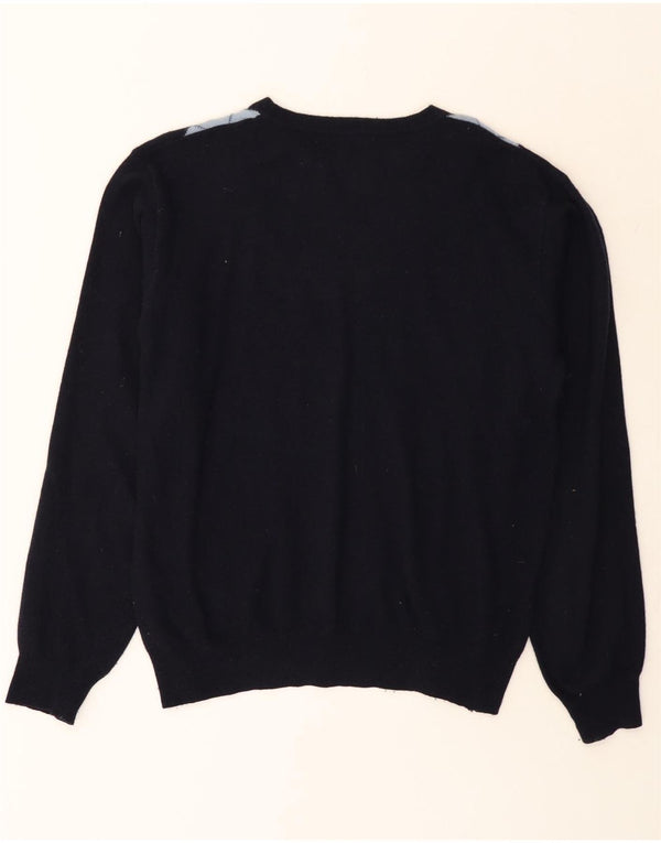 Brugi Uomo Maglione Girocollo Maglione Grande Blu Navy Argyle/Diamante Lana