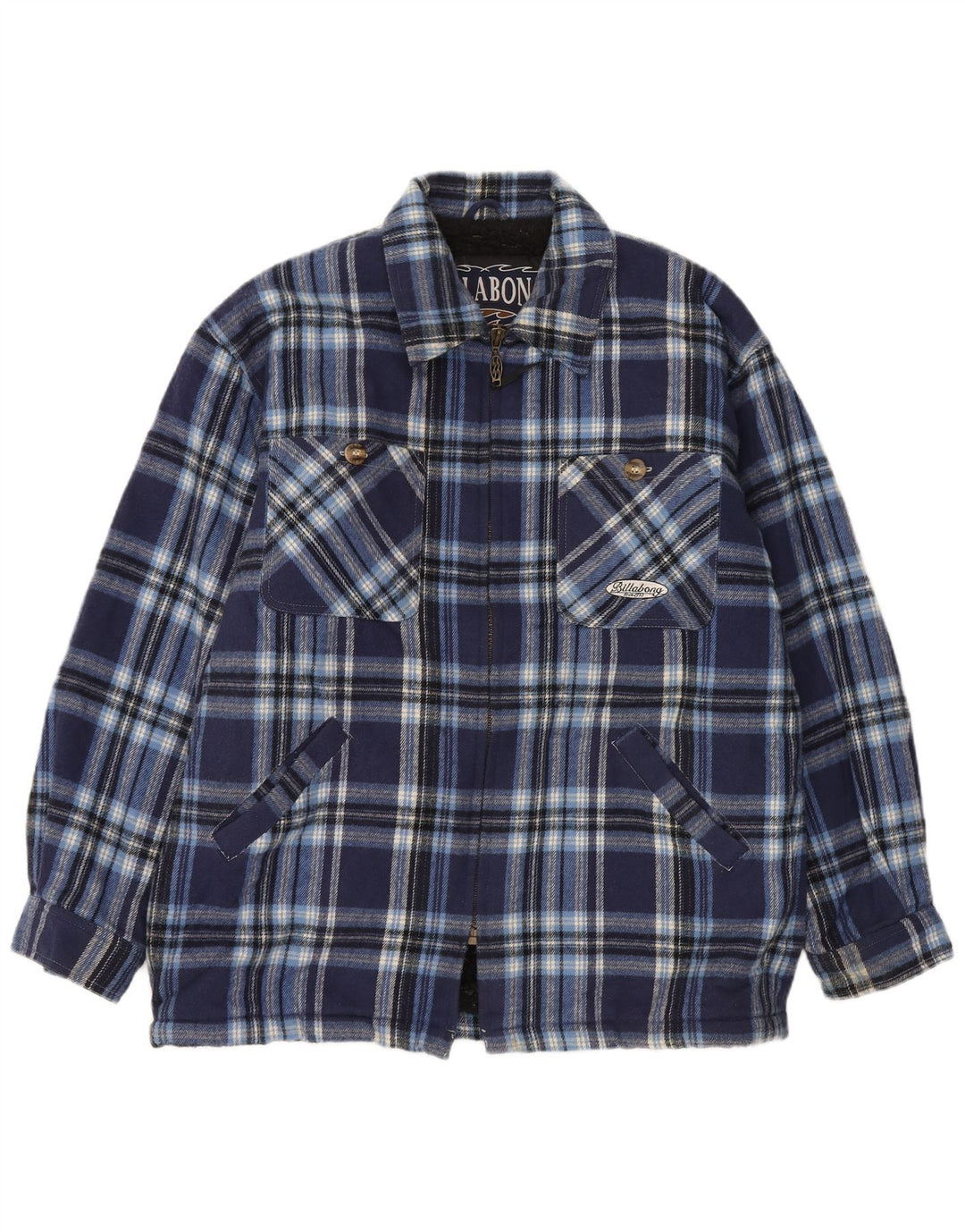 Billabong Camicia da uomo in flanella Sherpa Lumberjack a quadri blu navy medio