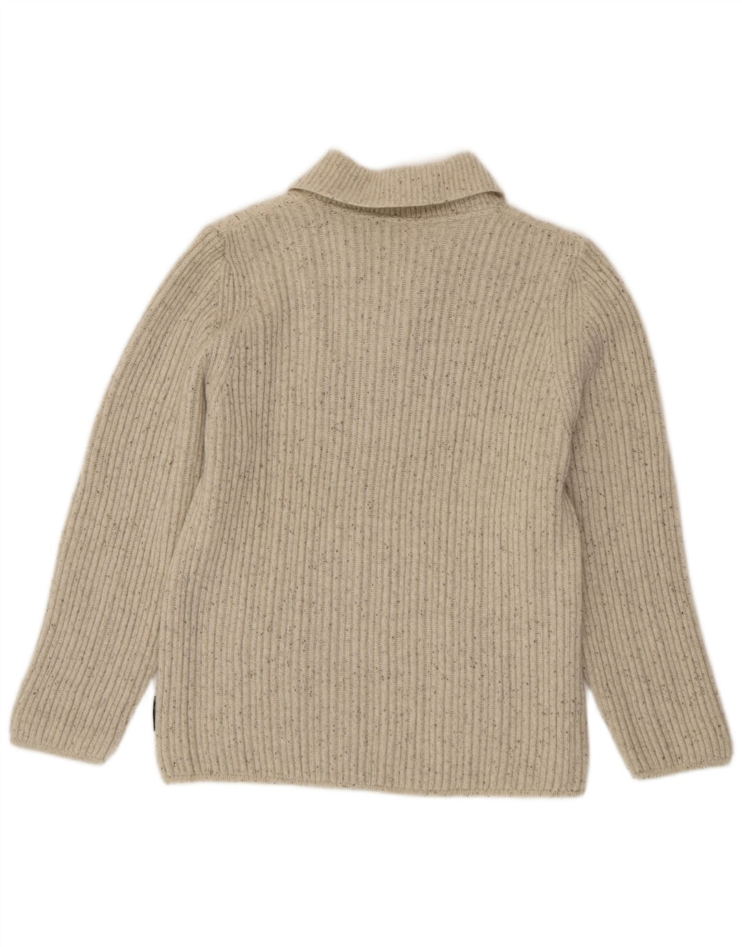 Maglione vintage da donna con collo a scialle EU 40 medio bianco sporco screziato