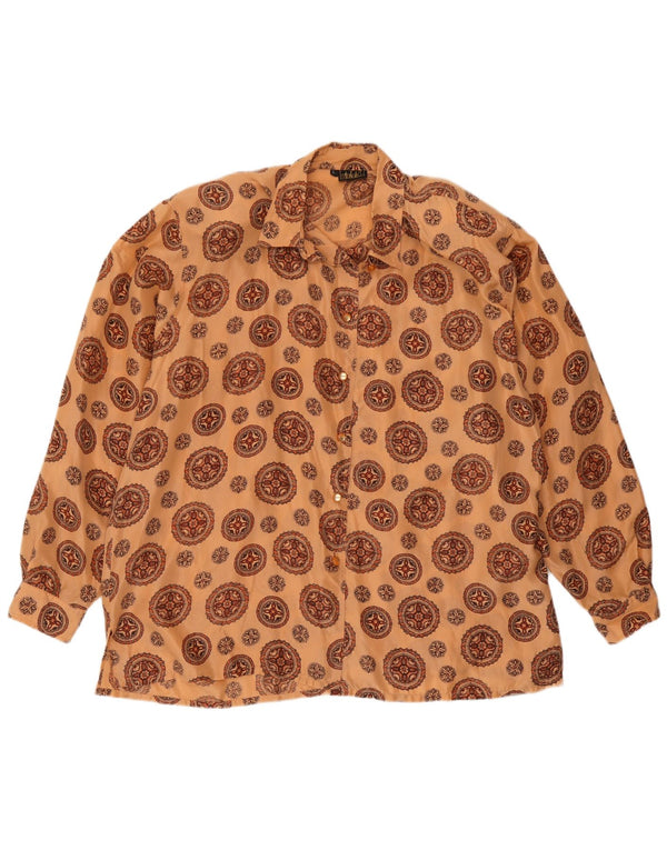 Camicetta camicia oversize da donna vintage UK 16 grande seta floreale arancione