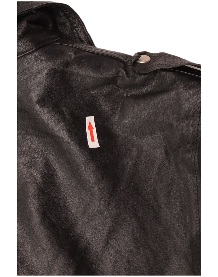Giacca da motociclista in pelle da uomo vintage IT 52 XL Nera
