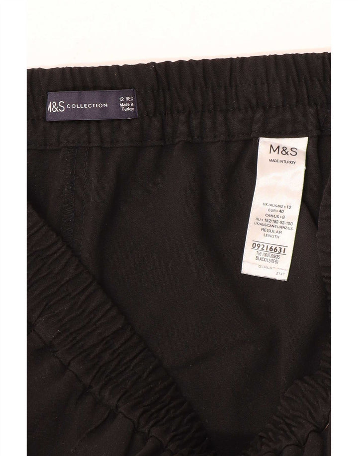 Pantaloni da tuta a gamba larga da donna Marks & Spencer UK 12 medio nero