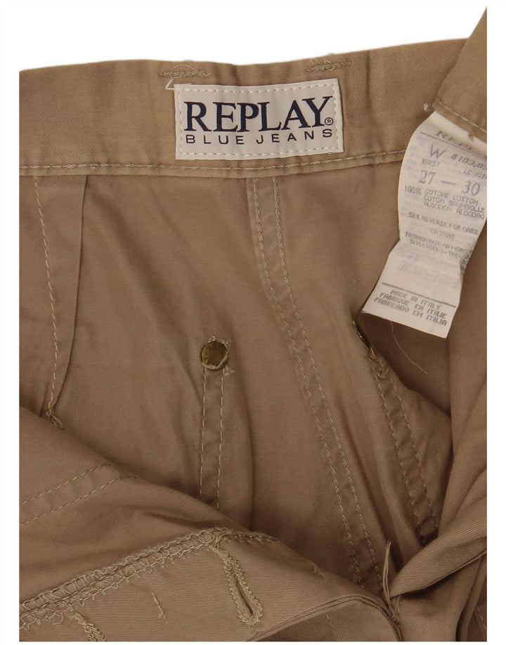 REPLAY Pantaloni cargo dritti da donna W27 L30 in cotone beige