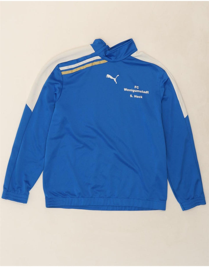 PUMA Mens Sweatshirt Jumper XL Blue Colourblock Polyester Vintage Puma and Second-Hand Puma from Messina Hembry 