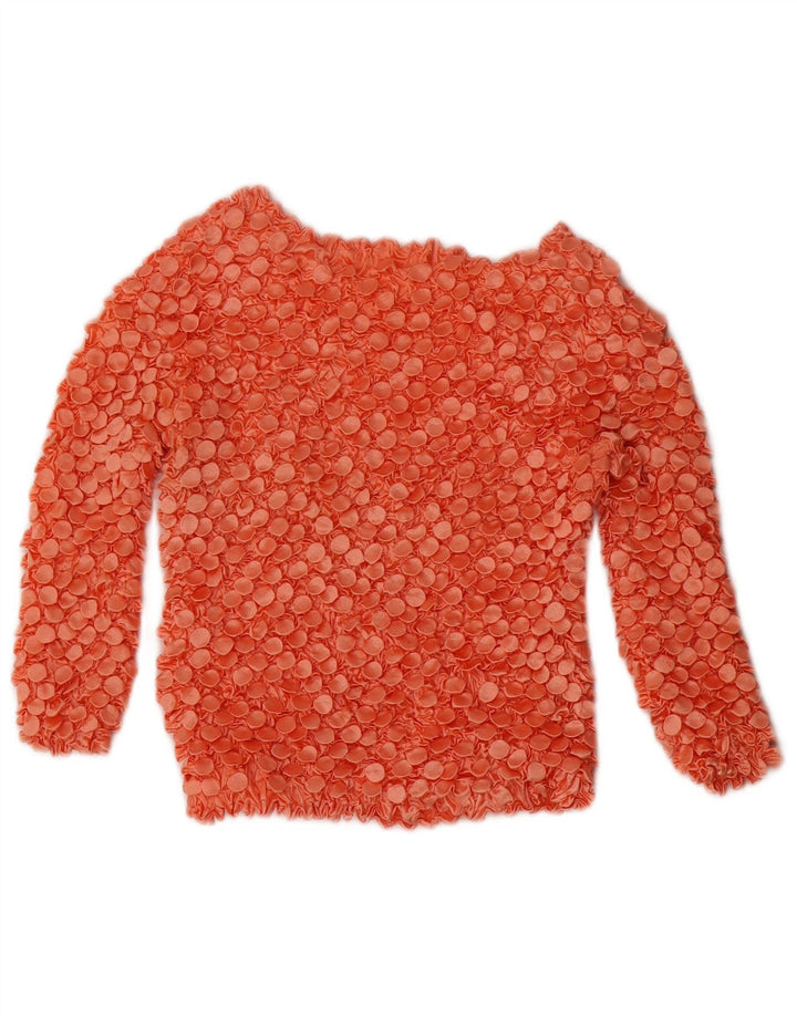 Camicetta vintage da donna corta con maniche a 3/4 UK 10 piccolo poliestere rosso