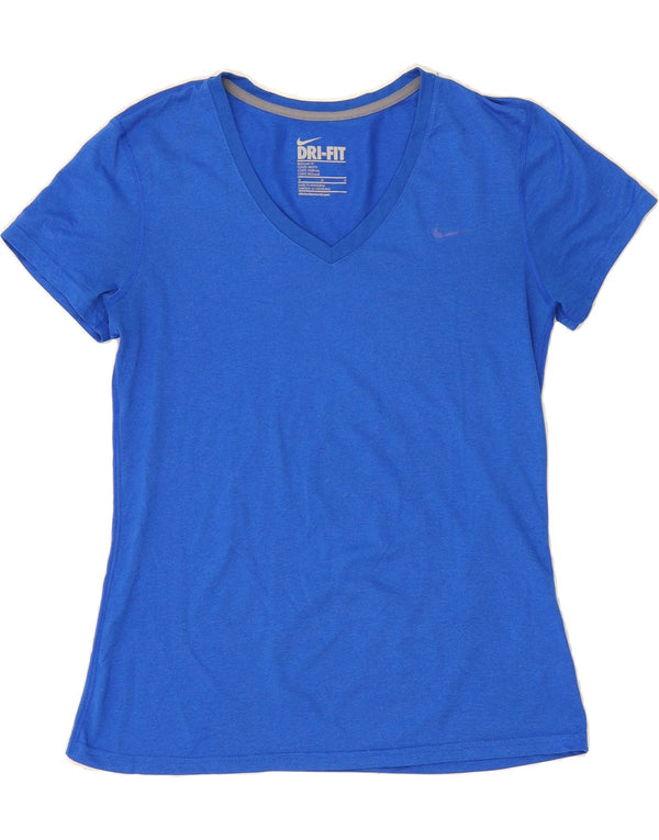 T-shirt NIKE da donna Dri Fit vestibilità regolare UK 12 poliestere blu medio