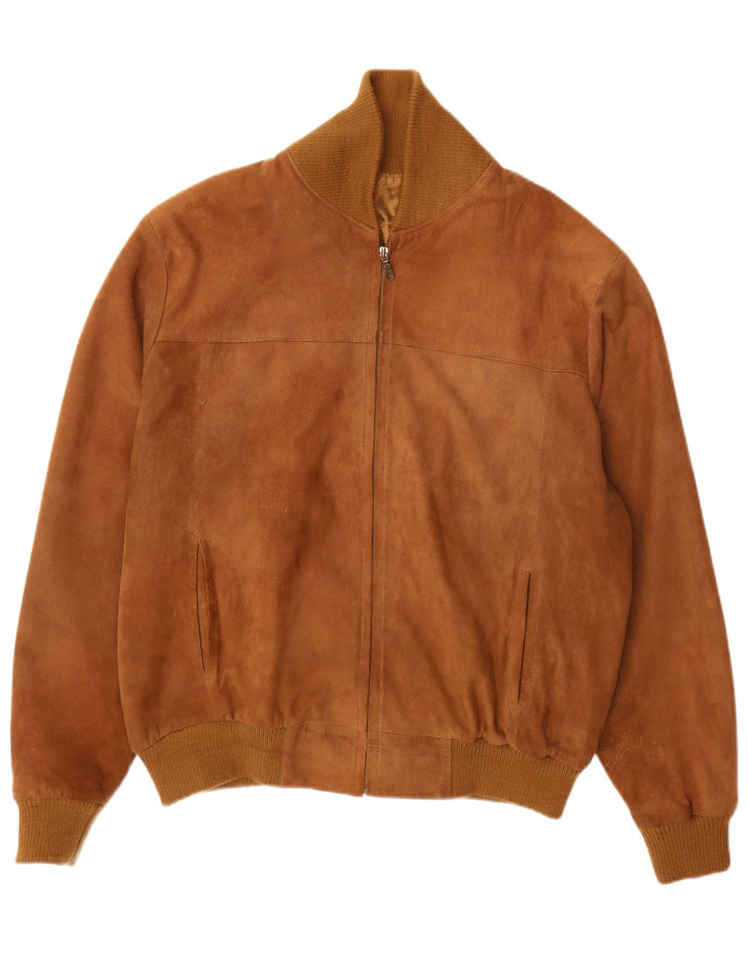 Giubbotto bomber in pelle scamosciata vintage da uomo UK 40 grande marrone