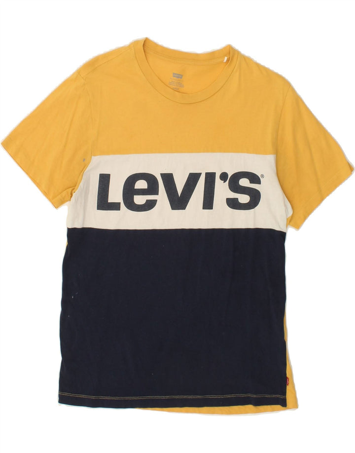 LEVI'S Mens Graphic T-Shirt Top Small Yellow Colourblock Cotton Vintage Levi's and Second-Hand Levi's from Messina Hembry 