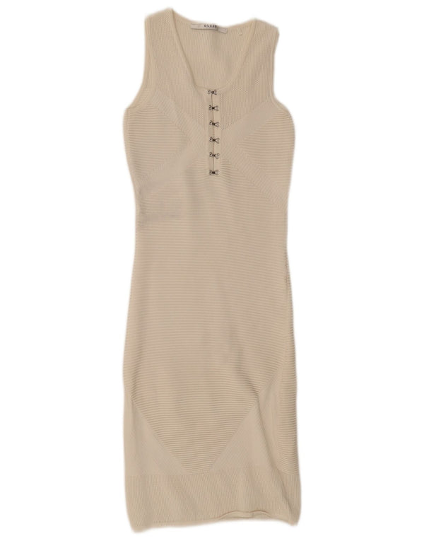 Guess Abito aderente senza maniche all'uncinetto da donna UK 4 XS Bianco