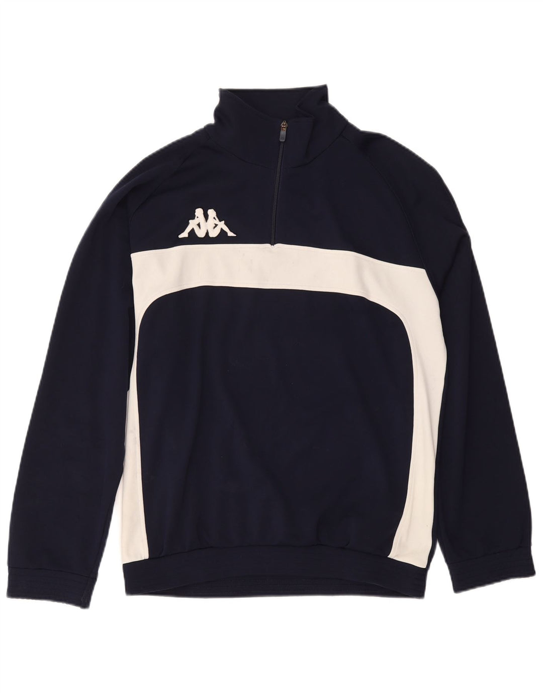 Felpa da uomo KAPPA con collo con zip, maglione XL, poliestere color block blu navy