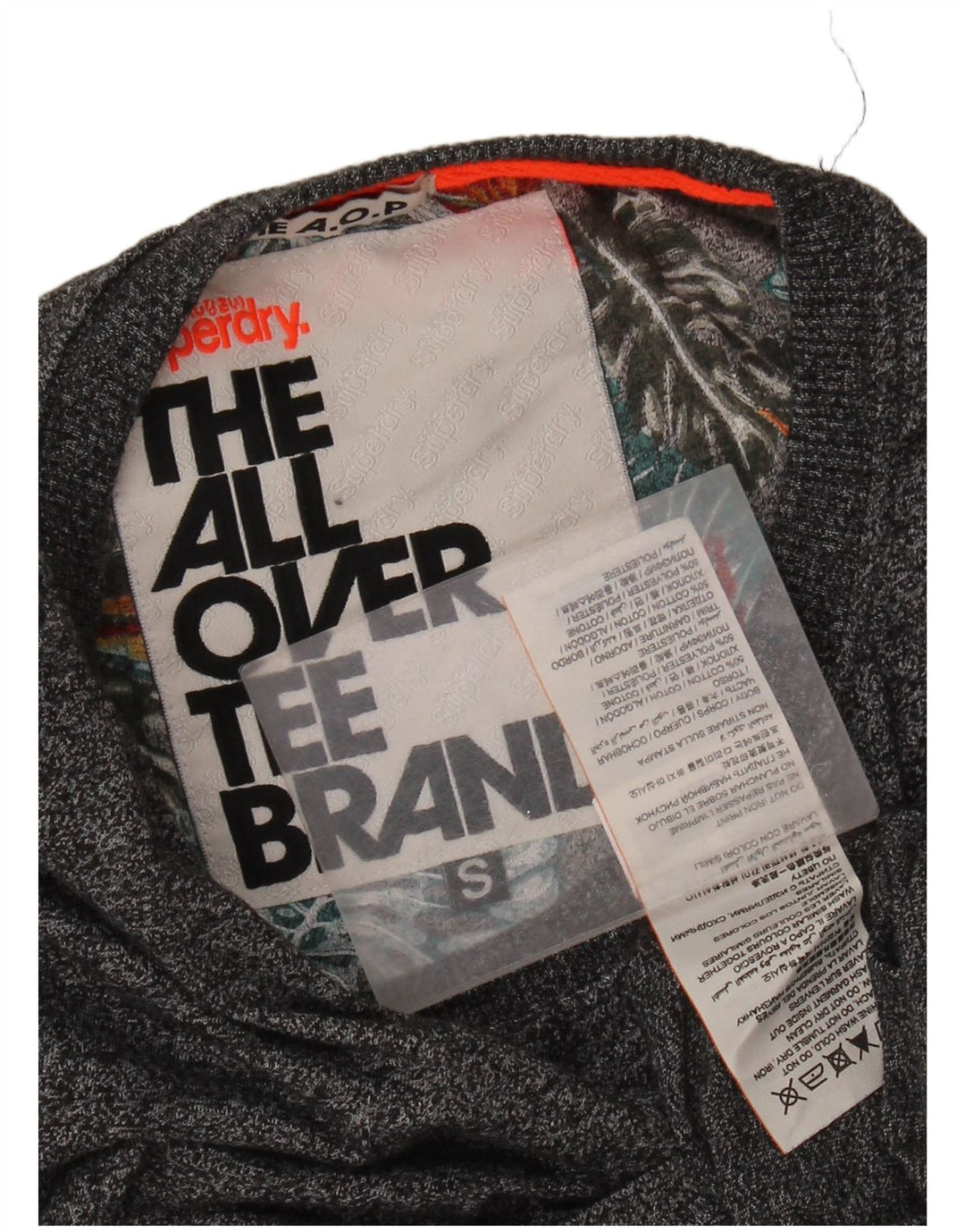 T-shirt da uomo Superdry Top Small in cotone chiazzato grigio