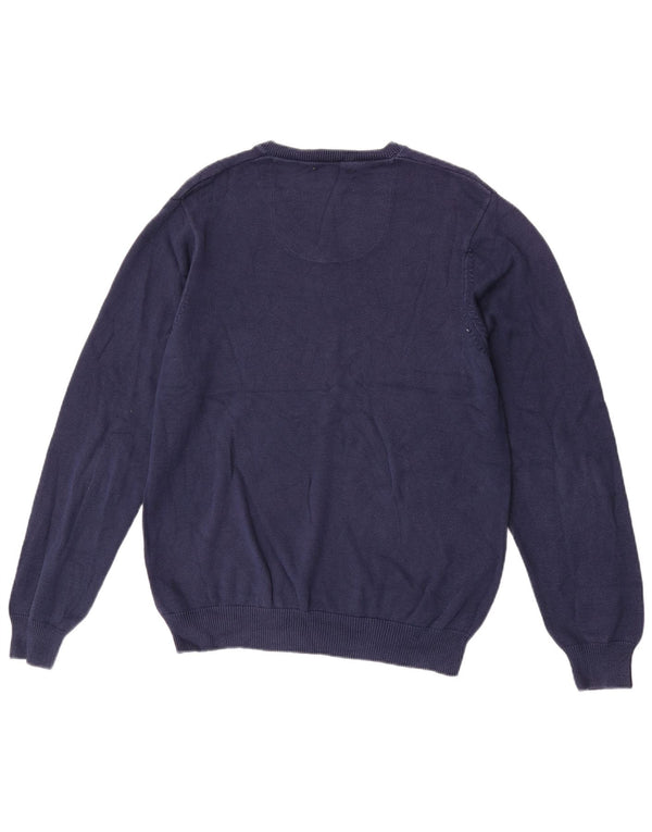 Maglione maglione con scollo a V vestibilità regolare da uomo Marks & Spencer blu navy medio