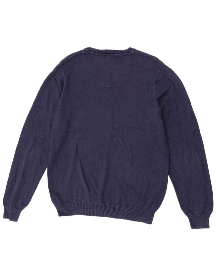 Maglione maglione con scollo a V vestibilità regolare da uomo Marks & Spencer blu navy medio
