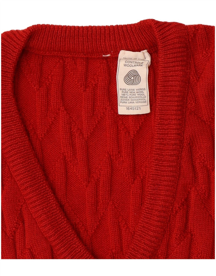 Canottiera vintage da uomo piccola in lana rossa