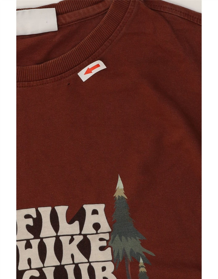 T-shirt grafica da uomo Fila Top XL in cotone marrone