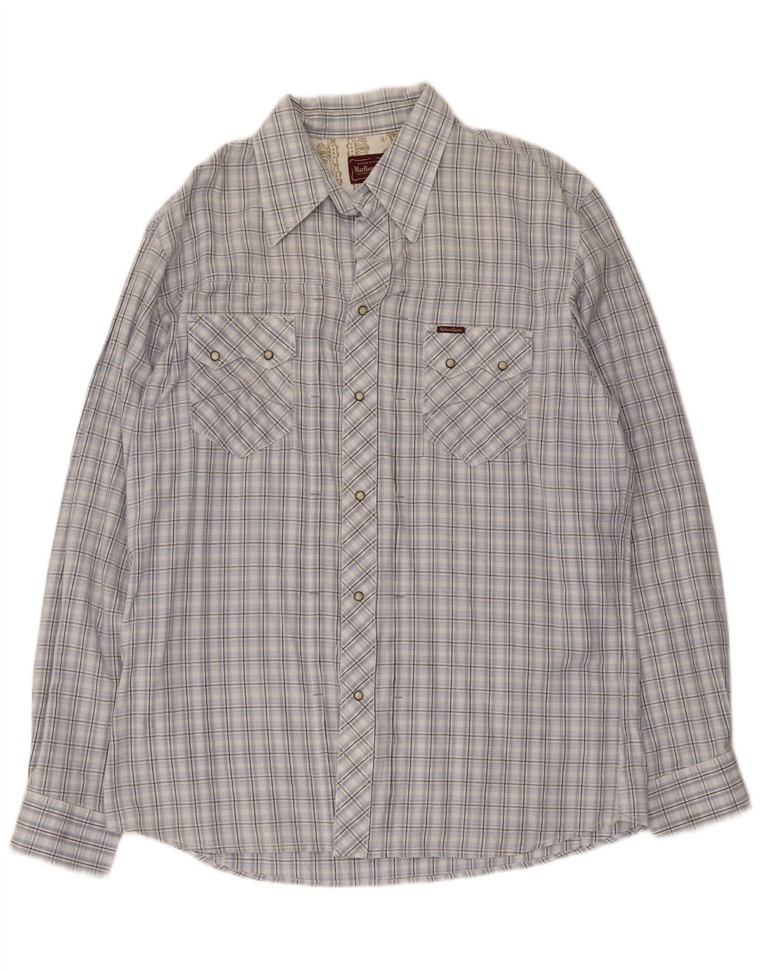 Camicia da uomo Marlboro Classics 2XL in cotone a quadri blu