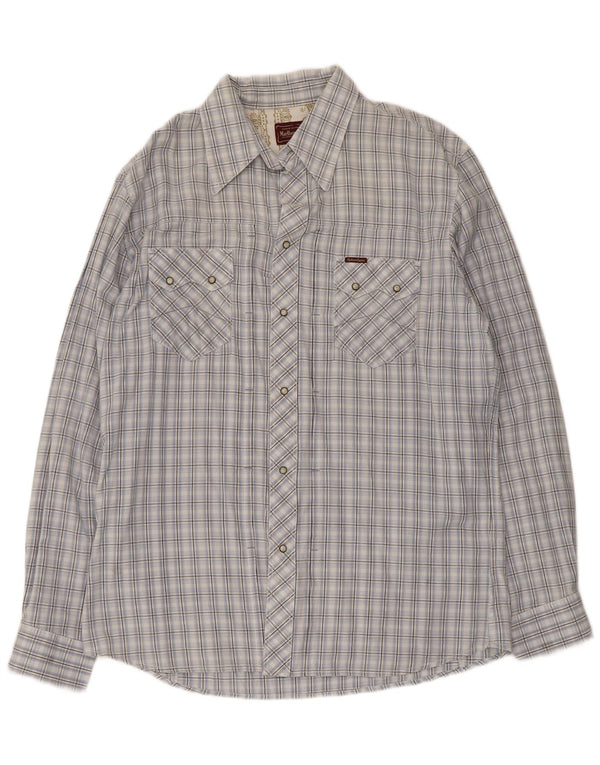 Camicia da uomo Marlboro Classics 2XL in cotone a quadri blu