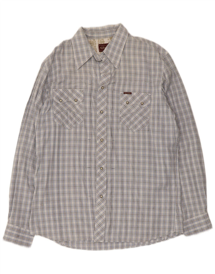 Camicia da uomo Marlboro Classics 2XL in cotone a quadri blu